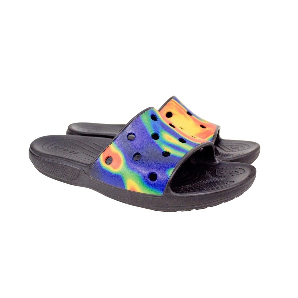 Crocs Classic Slide Tie Dye Multicolor Comfort Slip Ons Mens Size 11 Flip Flop - Picture 5 of 10